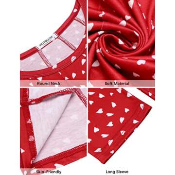 HOTOUCH Women Red Heart Printed Dress Swing Dresses for Women Below Knee Length Dress Red Heart XXL