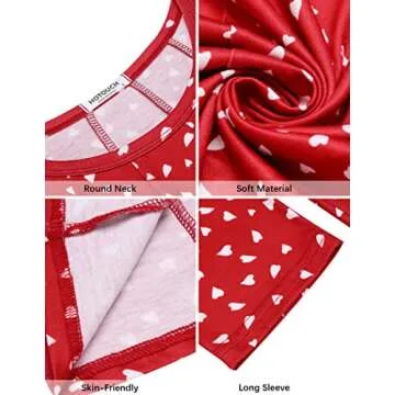 HOTOUCH Women Red Heart Printed Dress Swing Dresses for Women Below Knee Length Dress Red Heart XXL