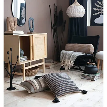 Bloomingville Woven Cotton Stripes and Tassels Pillow 18"