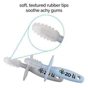 ZoLi Chubby Gummy teether | 2 Pack Baby Teething Relief - Blue/Grey, BPA Free Teething Stick
