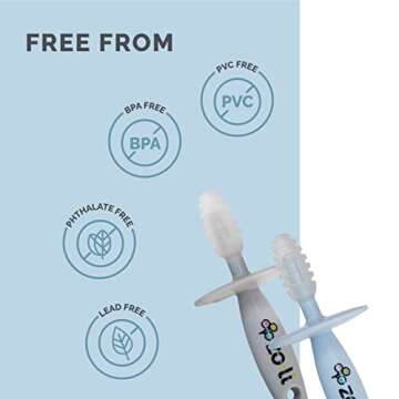 ZoLi Chubby Gummy teether | 2 Pack Baby Teething Relief - Blue/Grey, BPA Free Teething Stick