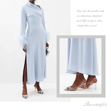 Ancomafio Women's Clear Heels Sandals Rhinestones Slingback Pumps Pointed Toe High Heel Sandal Transparent Heels Wedding