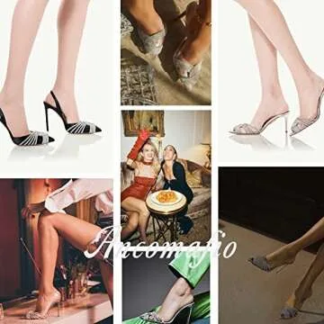 Ancomafio Women's Clear Heels Sandals Rhinestones Slingback Pumps Pointed Toe High Heel Sandal Transparent Heels Wedding
