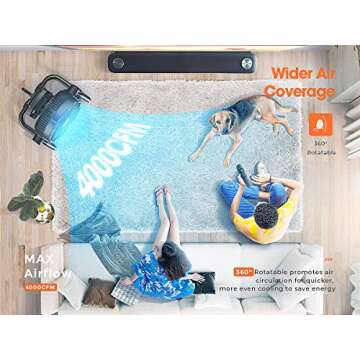 Camping Fan with LED Lantern - Rechargeable & Portable