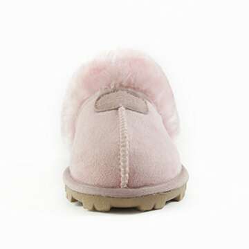 CLPP'LI Womens Slip on Faux Fur Warm Winter Mules Fluffy Suede Comfy Slippers-Pink-8