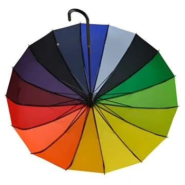 Outgeek Umbrella Retro Pagoda Umbrella Parasol Umbrella Sun Umbrella UV Protection Umbrella Retro with Hook Handle (Rainbow)