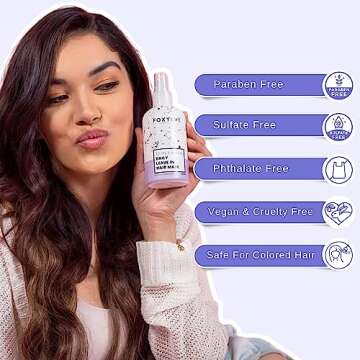 FoxyBae Hair Mask for Dry Damaged Hair and Growth - Overnight Hair Mask Treatment with Biotin & Shea Moisture - 8 Oz, Leave-in Conditioner Spray