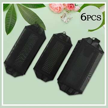 6 Pieces Mesh Cosmetic Bags,Mesh Makeup Bag,Portable Black Mesh Zipper Pouch,Mesh Makeup Pouch with Zipper,Breathable Toiletry Storage Pouch for Home Offices Travel Accessories Organizer,3 Sizes