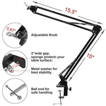 Voilamart USB Streaming Podcast Microphone, Condenser Microphone Set BM-800 with Adjustable Recording, Suspension Scissor Arm Stand, Shock Mount, Podcast Condenser Microphone for YouTube, Recording