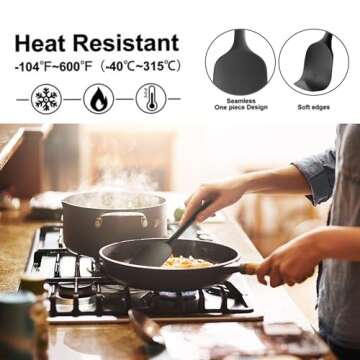 JJOO 5 Pack Silicone Spatula Set Heat Resistant Kitchen Essential