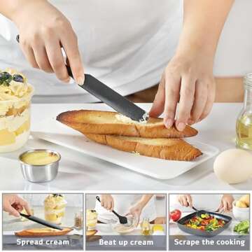 JJOO 5 Pack Silicone Spatula Set Heat Resistant Kitchen Essential