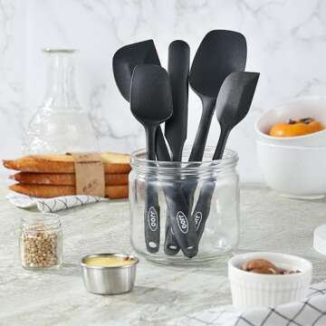 JJOO 5 Pack Silicone Spatula Set Heat Resistant Kitchen Essential