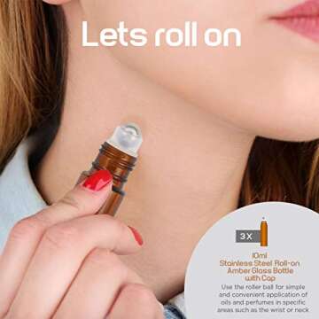 Duracare Amber Glass Spray Bottles 2 (16oz) Trigger Sprayers w/Screw Cap, 3(2oz) Mist Sprayers, 3 (10ml) Stainless Steel Roller Bottles w/Labels and Washable Marker, Cap, Dropper and Funnel-BPA-free