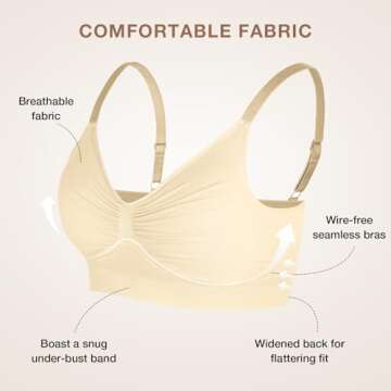 Bras for Women Wireless Seamless Comfortable Stretch No Underwire T Shirt Bra for Sleeping Beige XX-Large