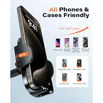 APPS2Car Cell Phone Holder for Car Dashboard Windshield Phone Mount for Car Long Arm Car Phone Holder Mount Strong Suction Cup Anti-Shake Stabilizer Compatible for iPhone, Samsung, All Smartphones