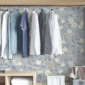 HeloHo 15.35" X 394" Vintage Floral Wallpaper for Bedroom Peel and Stick Self Adhesive Removable Wallpaper Waterproof Contact Paper for Living Room Bedroom Decor