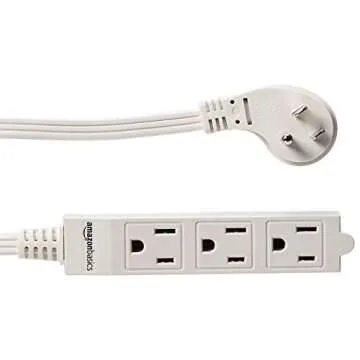 Amazon Basics 3-Foot 3-Prong Indoor Rectangle Extension Cord Power Strip, Flat Plug, Grounded 13 Amps, 1625 Watts, 125 VAC, 2-Pack, White
