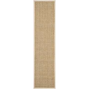 SAFAVIEH Natural Fiber Collection Runner Rug - 2'6" x 8', Natural & Beige, Border Basketweave Seagra...