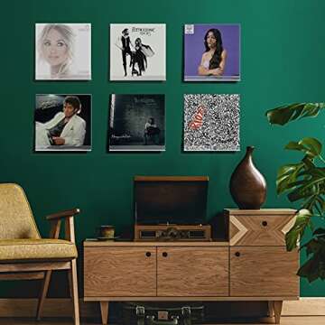 bigantss 6 Pack Clear Acrylic Vinyl Record Floating Shelves, 12" Wall Shelf Mount & Holder for Vinyl...