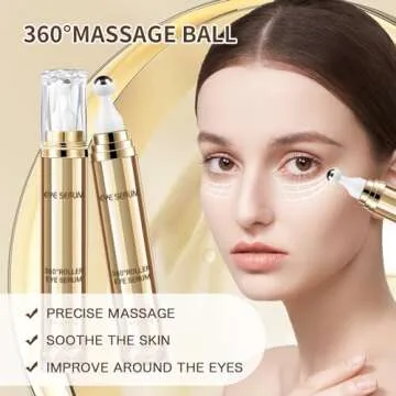 Caffeine Eye Cream, Under Eye Cream for Dark Circles and Puffiness Eye Care Eye Serum Anti Aging with 360° Massage Ball Reduce Eye Bags, Wrinkles and Fine Lines(20ML)