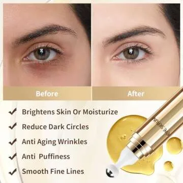 Caffeine Eye Cream, Under Eye Cream for Dark Circles and Puffiness Eye Care Eye Serum Anti Aging with 360° Massage Ball Reduce Eye Bags, Wrinkles and Fine Lines(20ML)