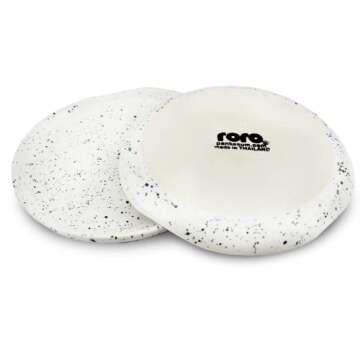 roro 7 Inch Ceramic Stoneware Spotted Speckled Glossy White with Black Appetizer dishes | Salad Plates, Set of 2