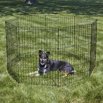 New World Dog Exercise Pen & Playpen, 24" W x 36" H, No Door, Black