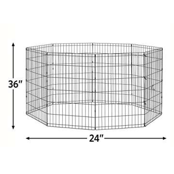 New World Dog Exercise Pen & Playpen, 24" W x 36" H, No Door, Black