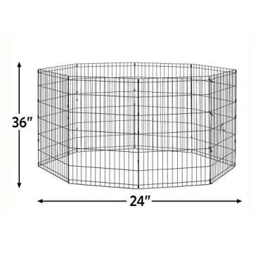 New World Dog Exercise Pen & Playpen, 24" W x 36" H, No Door, Black