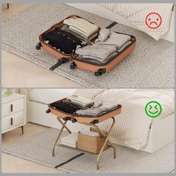 Smart FENDEE Gold Luggage Rack - Easy Assembly & Stylish Storage