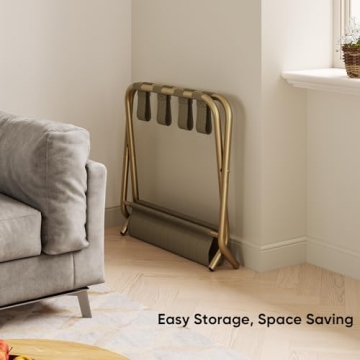 Smart FENDEE Gold Luggage Rack - Easy Assembly & Stylish Storage