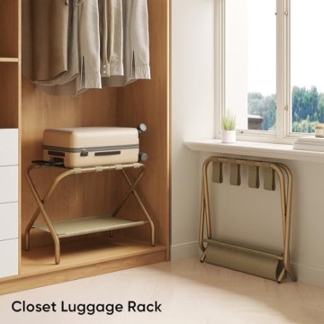 Smart FENDEE Gold Luggage Rack - Easy Assembly & Stylish Storage