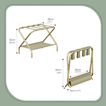 Smart FENDEE Gold Luggage Rack - Easy Assembly & Stylish Storage