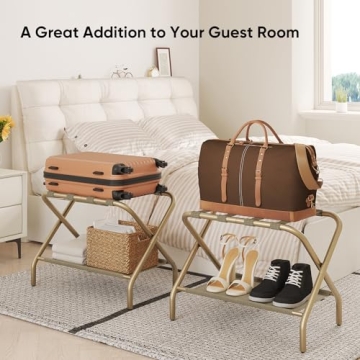 Smart FENDEE Gold Luggage Rack - Easy Assembly & Stylish Storage