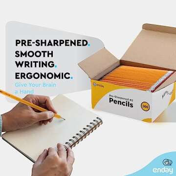 Enday #2 Pencils Bulk - 300 Pack, Pre-Sharpened Wood-Cased Pencils in Bulk with Latex-Free Eraser To...