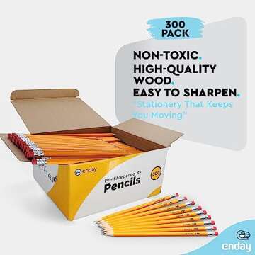 Enday 300 Pack #2 Pre-Sharpened Pencils with Erasers