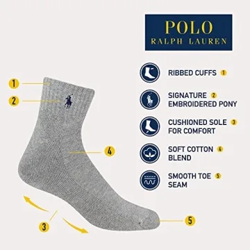 POLO RALPH LAUREN Men's Classic Sport Socks 6 Pair Pack