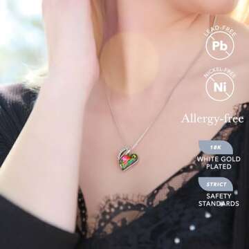 Leafael Necklaces for Women, Infinity Love Heart Pendant with Rainbow Black Healing Crystal for Prot...