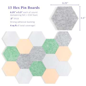 Stylish Hexagon Felt Tile Bulletin Board in Pastel Colors