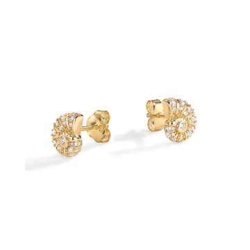 PAVOI 14K Yellow Gold Plated Sterling Silver Posts Conch Seashell Stud Earrings for Women | Cubic Zirconia Statement Earring Pair