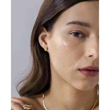 PAVOI 14K Yellow Gold Plated Sterling Silver Posts Conch Seashell Stud Earrings for Women | Cubic Zirconia Statement Earring Pair