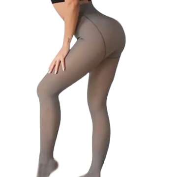 Yyibsones Women Legging Pants Elastic Winter Warm Leggings Thermal Fleece Lined Thick Velvet Tights (Coffee Boots，One Size)