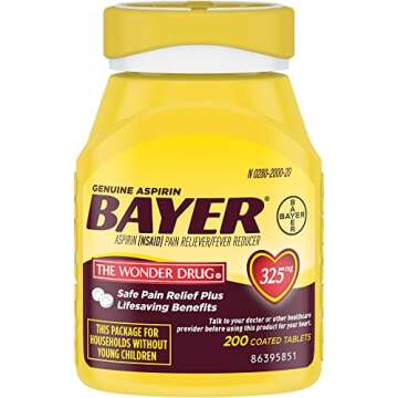 Bayer 325 mg Coated Tablets (200 Count) for Pain & Fever Relief