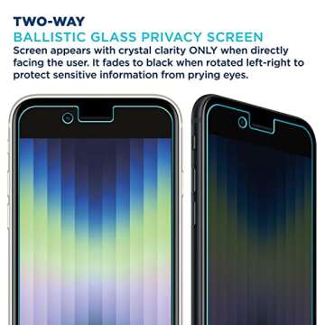 Tech Armor Privacy Ballistic Glass Screen Protector Designed for Apple NEW iPhone SE 3 (2022), iPhon...