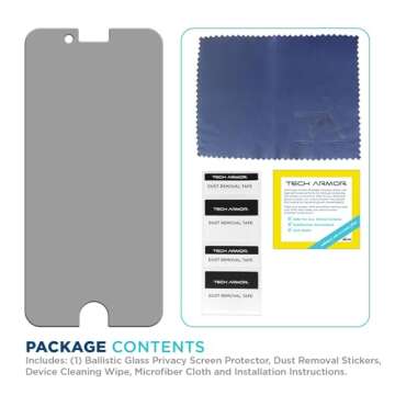 Tech Armor Privacy Ballistic Glass Screen Protector Designed for Apple NEW iPhone SE 3 (2022), iPhone SE 2 (2020), 6, 6s, 7 and 8 (4.7 Inch) 1 Pack Tempered Glass
