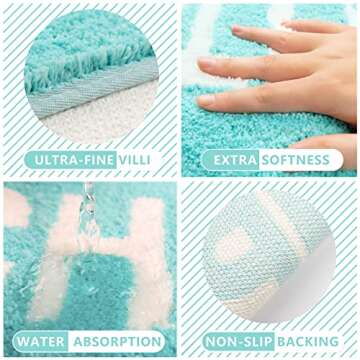 RORA Funny Cute Chill Pill Bath Mat Small Blue Bathroom Rugs Preppy Bathroom Decor Aesthetic Bath Rug Non Slip Washable Water Absorbent