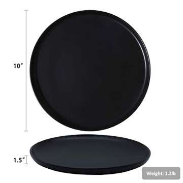 Monamour 10 Inch Matte Porcelain Dinner Plate, Elegant Round Ceramic Serving Plate for Steak, Salad, Pasta, Pizza, Set of 3 (Black)