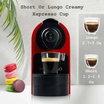 Mixpresso Capsule Coffee Machine Compatible for Nespresso Coffee Capsule, 19 Bar Pressure Pump 700ML Water Tank 1400W Red Coffee Maker