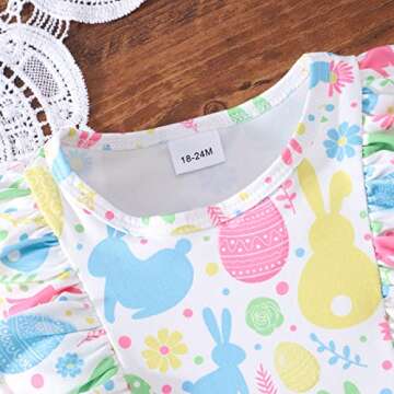 Little Girls Easter Dresses for Toddler Baby Girl Ruffle Rabbits Print Sundress Summer Clothes Kids Casual Dress 1283 7T