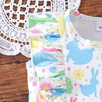 Little Girls Easter Dresses for Toddler Baby Girl Ruffle Rabbits Print Sundress Summer Clothes Kids Casual Dress 1283 7T